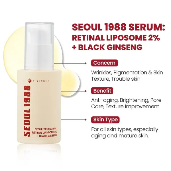 K-SECRET Seoul 1988 Serum : Retinal Liposome 2% + Black Ginseng (30ml)