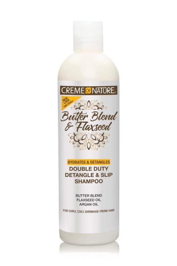 CREME OF NATURE BUTTER BLEND & FLAXSEED DOUBLE DUTY DETANGLE & SLIP SHAMPOO