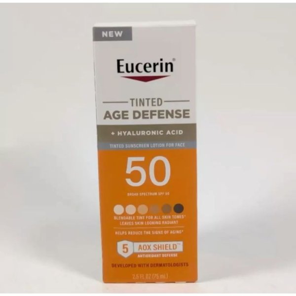 Eucerin Tinted Age Defense Sunscreen Lotion For Face SPF 50 2_5 oz Eucerin Tinted Age Defense Sunscreen Lotion For Face SPF 50 2_5 oz